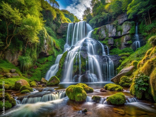 Santo Estevo Waterfall: Stunning Rivas de Sil Nature Photography photo