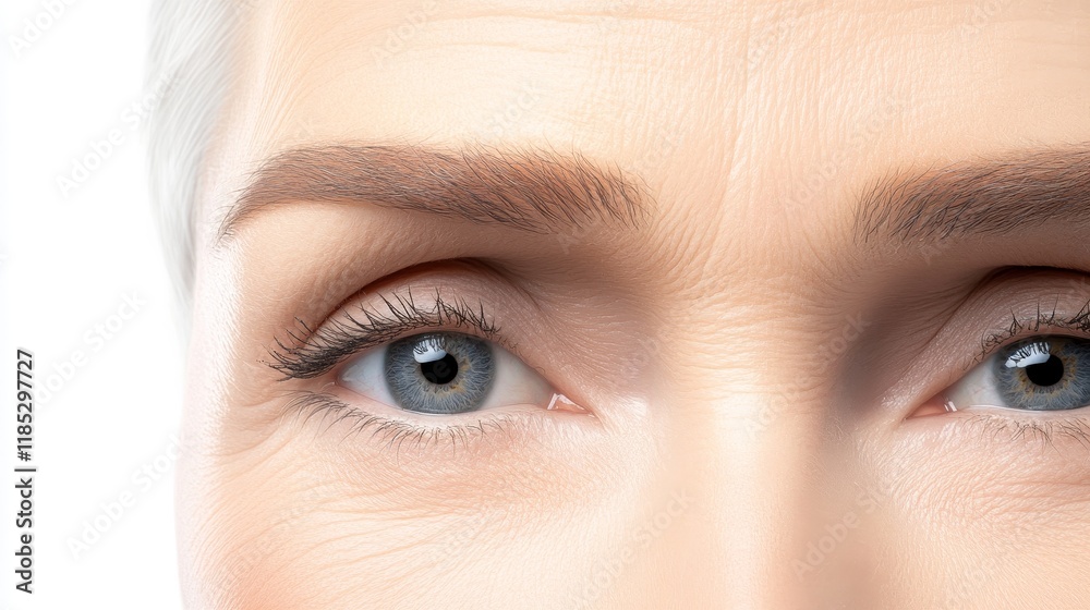 Obraz premium Close-Up of Beautiful Human Eyes Expressing Emotion and Depth with Soft Skin and Natural Light Highlighting Features for Portrait Photography and Art