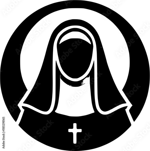 female nun silhouette halo