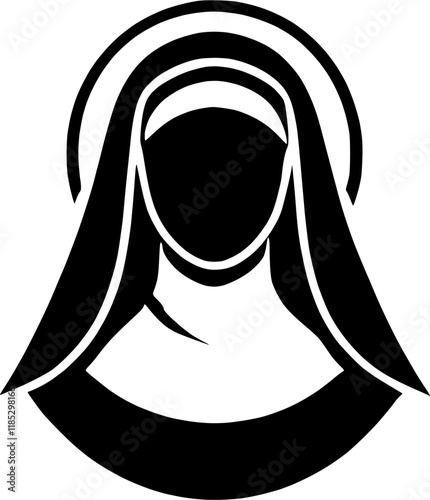 female nun silhouette halo