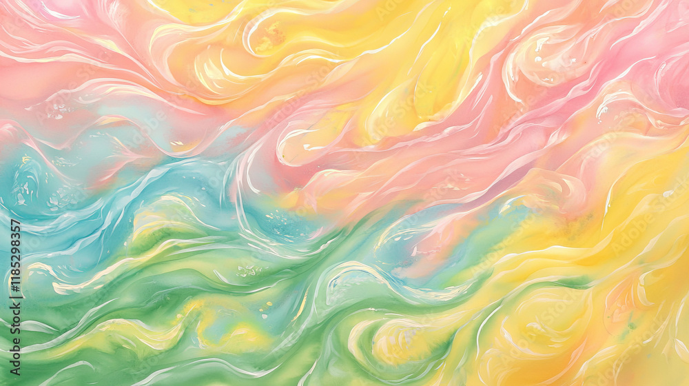Fototapeta premium Colorful Watercolor Art of Swirling Splashes in Vibrant Pastel Shades. Concept of Abstract Creativity, Artistic Expression. Background