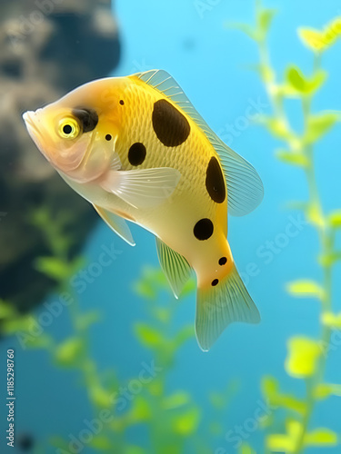 Aquarium fish. Puntius (Barbodes) dunckeri  the bigspot barb, is a species of cyprinid fish native to Malaysia where it inhabits acidic swamps. This species can also be found in the aquarium trade. photo