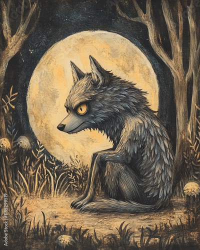 Werewolf surrealist illustration photo