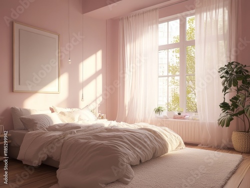 Sunlit Bedroom With White B...