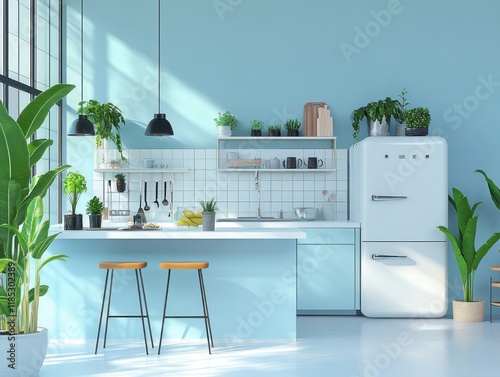 Modern Blue Kitchen Island ...