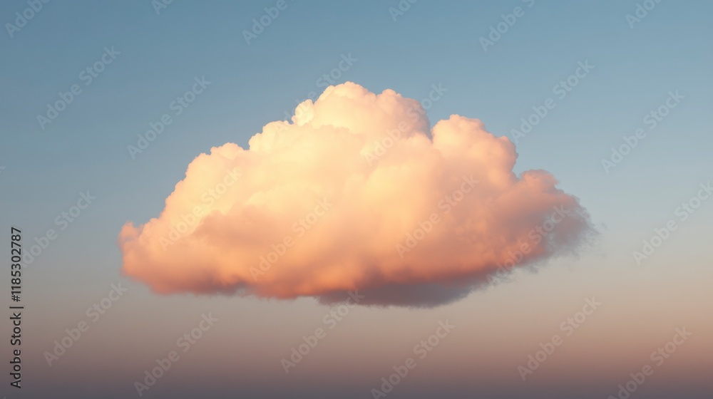 Single Cloud at Sunset, Peaceful Sky Single Cloud at Sunset, Peaceful Sky