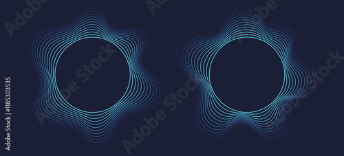 Obraz na płótnie Round sound wave frames, circular lines pattern, radial curvy shapes, geometric concentric design. Vector illustration. w salonie