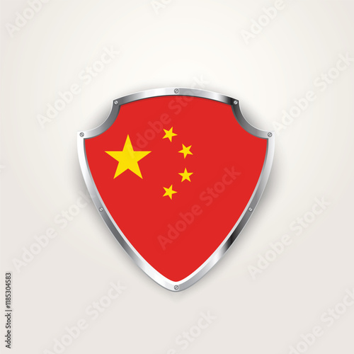 Free Download Chinese flag on a shiny shield. China flag. Vector illustration. - GFXLoad
