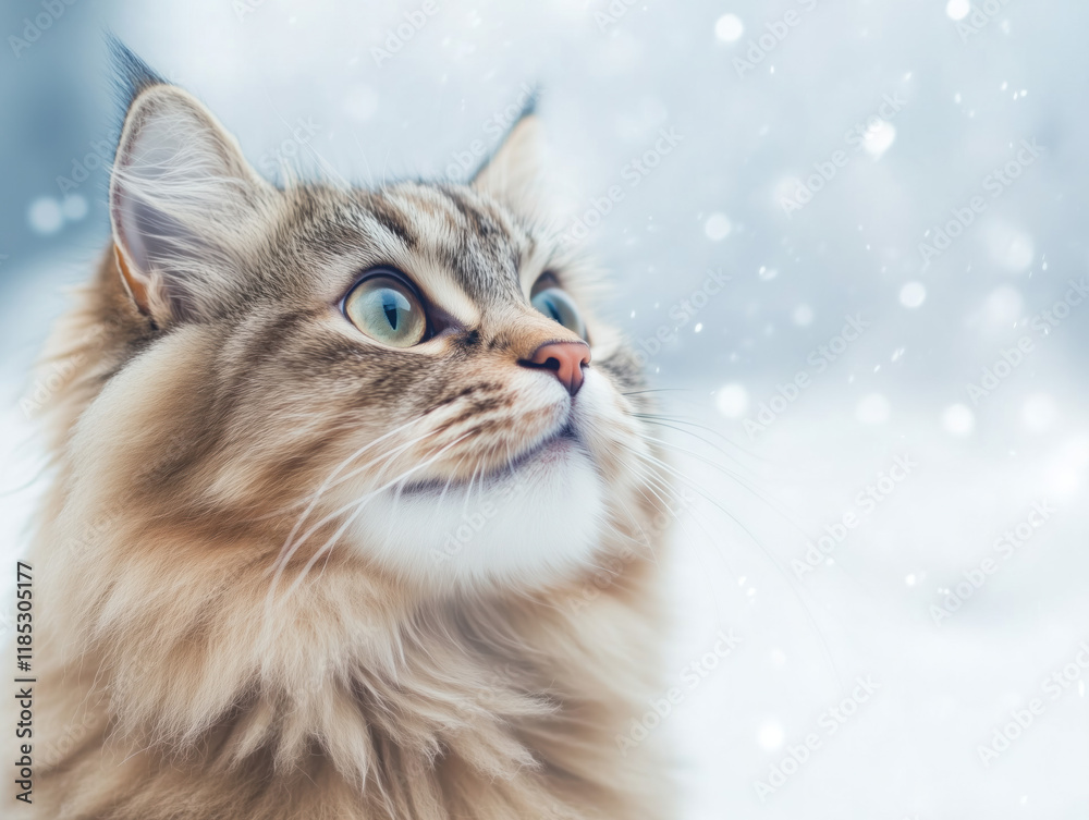 Fototapeta premium portrait of a cat on the winter 