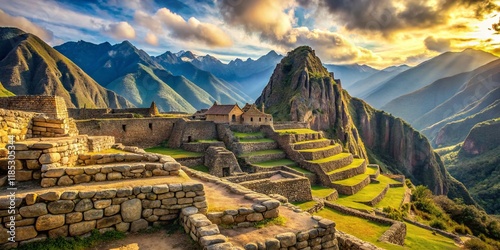 Majestic Wari Ruins in Peru: Ancient Stone Structures & Andean Landscape photo