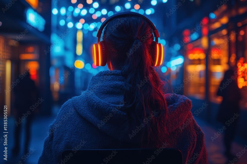 Obraz premium Young Muslim Man Concentrating with Headset on Laptop in Modern Office Setting