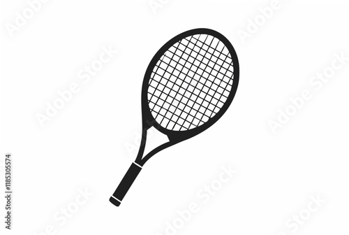 minimalist tennis racket silhouette vector