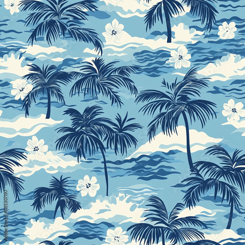 Wallpaper Mural  seamless pattern sea and coconut tree of shirt Hawaii style Torontodigital.ca