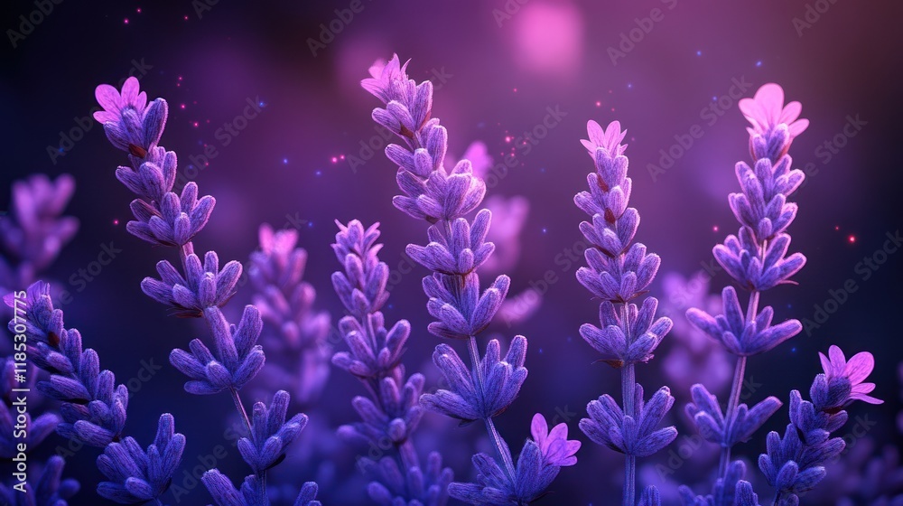 Fototapeta premium Magical lavender flowers at dusk.