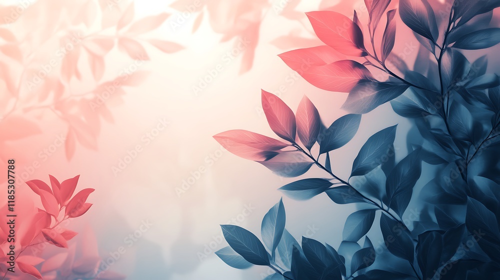 Pastel Colored Leaves and Branch Shadows