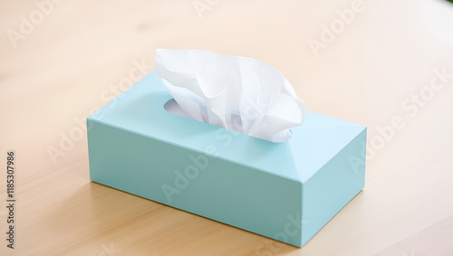 A box of tissues on a table ready for use photo