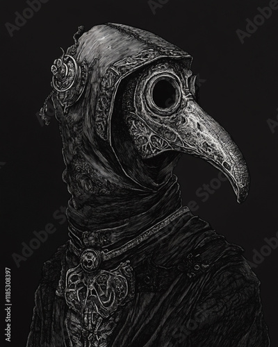 plague doctor surrealist illustration photo