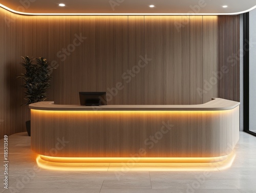 Modern Wooden Reception Des...