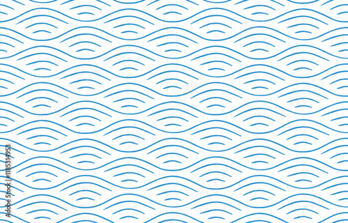Seamless pattern with hand-drawn waves