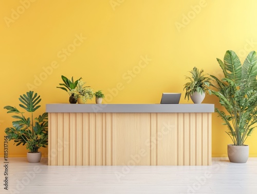 Modern Wooden Reception Des...