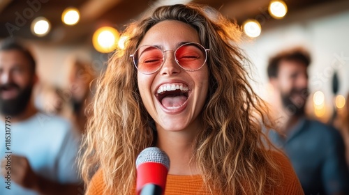 Friends celebrate with karaoke night filled with laughter and joy