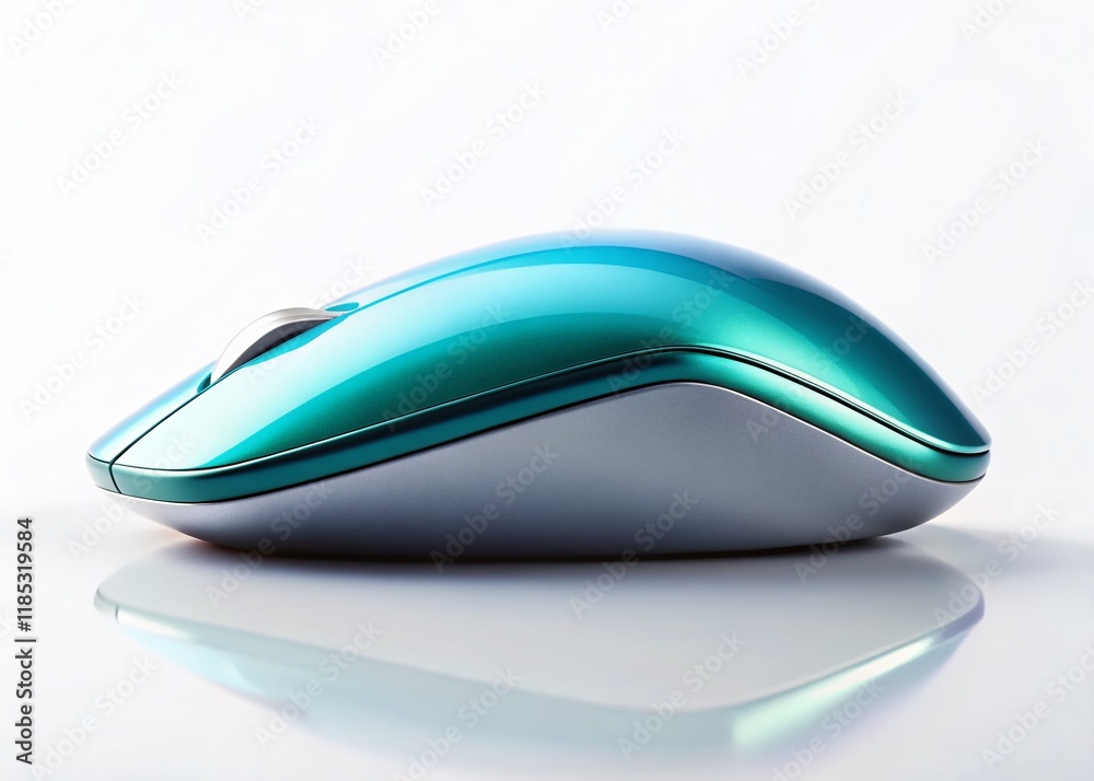 Modern Ergonomic Wireless Mouse, Minimalist Design, Isolated on White Background Modern Ergonomic Wireless Mouse, Minimalist Design, Isolated on White Background
