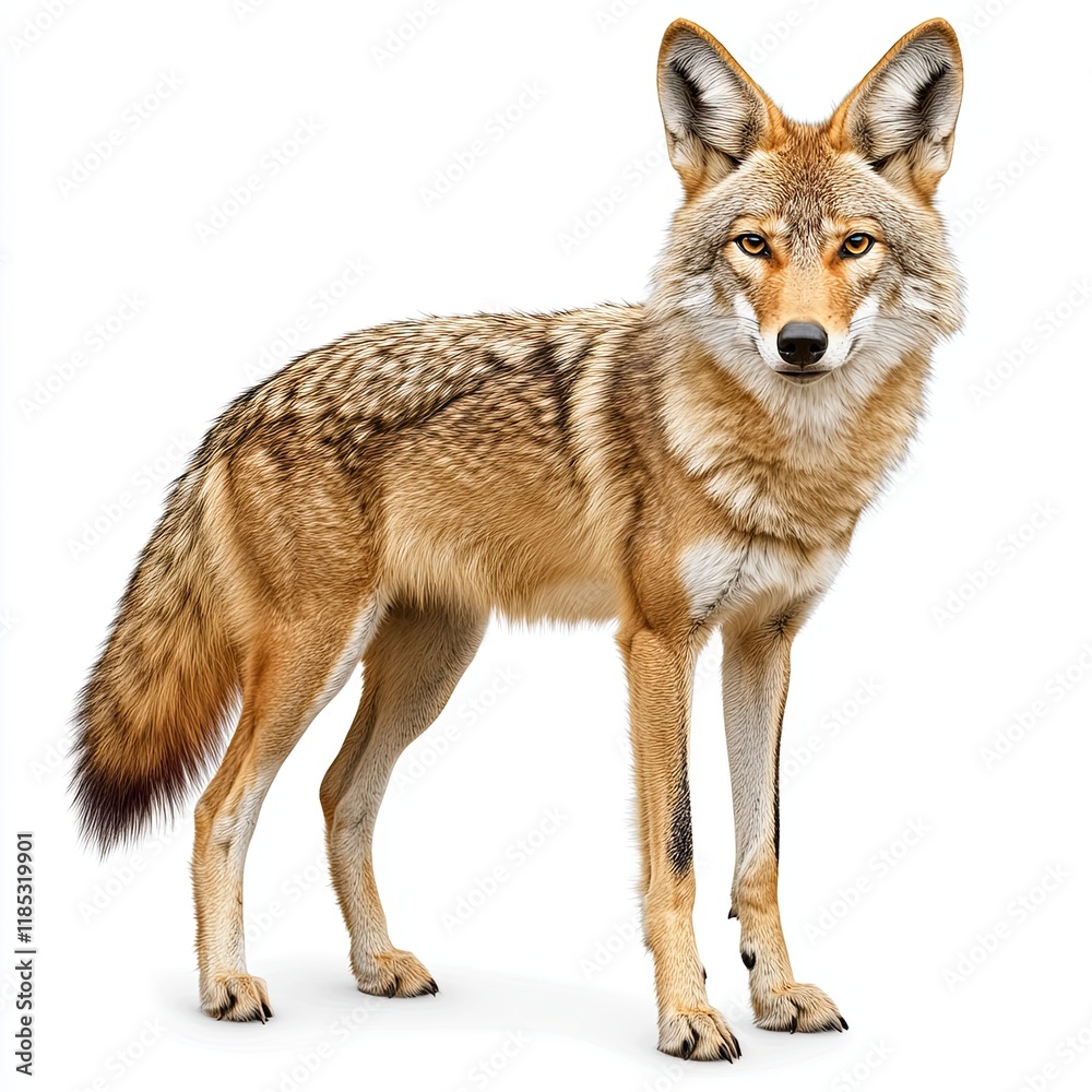Obraz premium Coyote Standing on White Background
