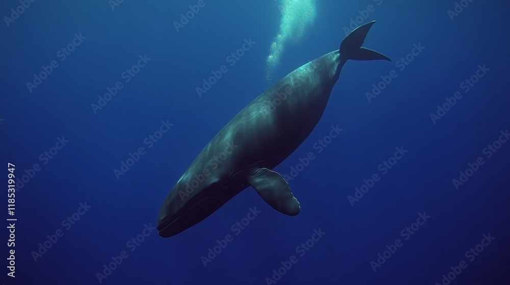 Naklejka premium Humpback Whale in the Deep Ocean