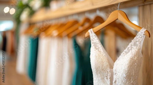 Sparkling sequin fringe dress displayed elegantly on a wooden hanger photo