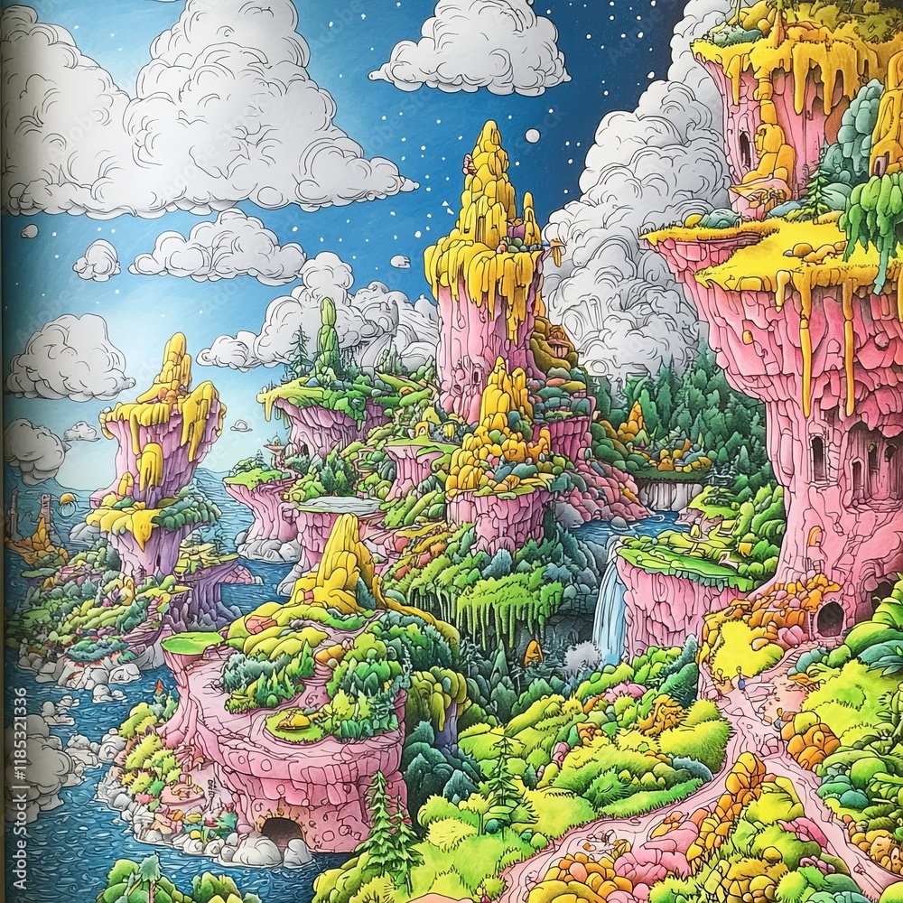 Obraz premium Surreal Coloring Landscape for All Ages