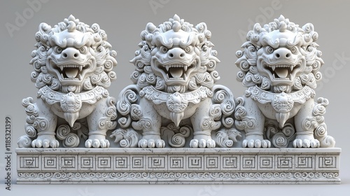 Three Majestic Stone Lions: A Symbol of Imperial Power and Cultural Heritage in Chinese Architecture photo