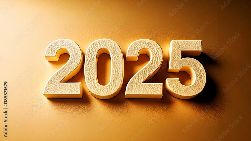 2025 Year numbers in white in a light gold background 2025 Year numbers in white in a light gold background