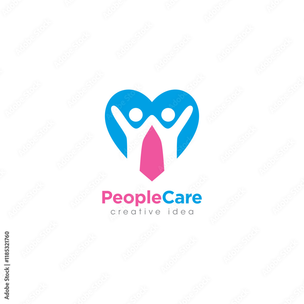 Fototapeta premium Creative People Care Concept Logo Design Template