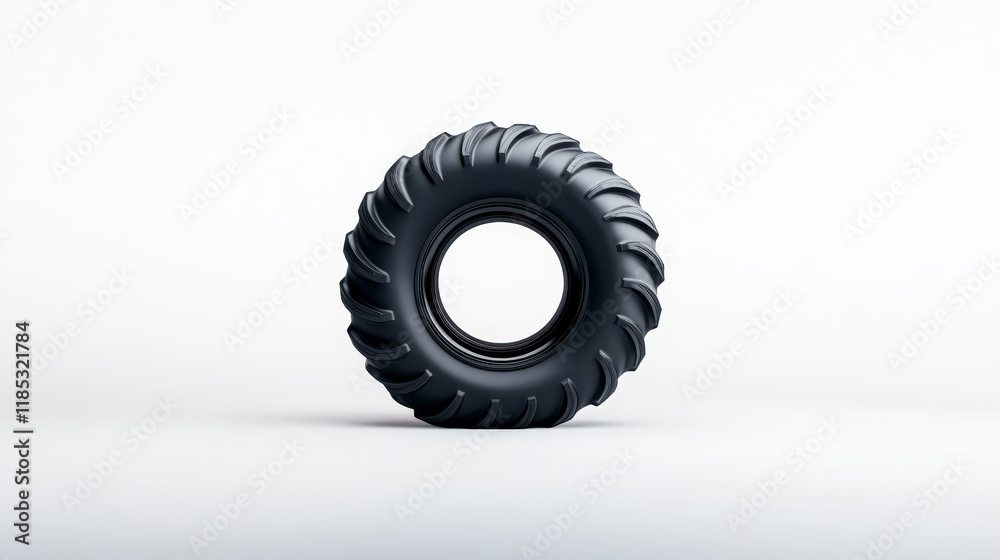 Black Rubber Tire on a Clean White Background, Isolated Image Perfect for Automotive, Industrial, and Transportation Concepts with a Modern Touch Black Rubber Tire on a Clean White Background, Isolated Image Perfect for Automotive, Industrial, and Transportation Concepts with a Modern Touch
