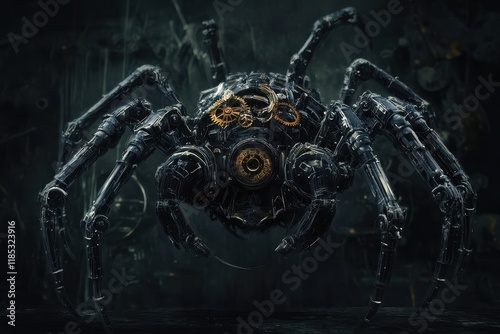 A Mechanical Spider Robot Stands Imposingly photo