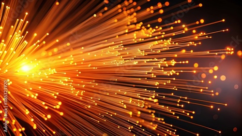 Vibrant abstract orange particles creating an optical fiber, orange, abstract, particles, vibrant, optical fiber, bright