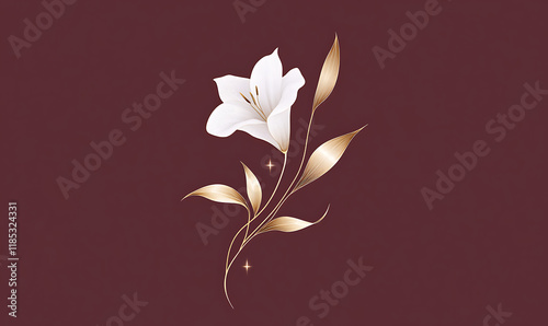 white flower on a red background-generative ai