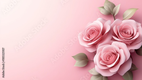 A serene arrangement of pink roses on a soft pink background.