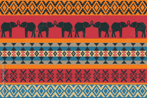 elephants pattern,
Beautiful Thailand,thai pattern,seamless,Traditional,ethnic,fabric pattern for textiles,rugs, wallpaper,clothing, sarong,batik,wrap,embroidery,print,background,cover, illust