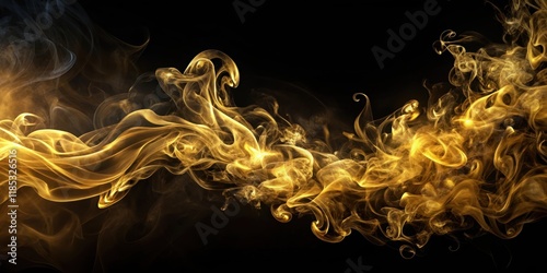 Abstract dark background with swirling gold smoke, gold, swirl, abstract, elegant, luxurious, artistic, mystical, fantasy