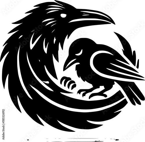 Wallpaper Mural crow and raven together symbol silhouette Torontodigital.ca