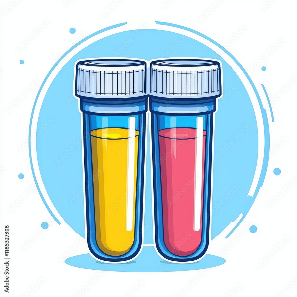 Fototapeta premium Two Colorful Test Tubes: A Close-Up View of a Science Experiment in a Lab Setting