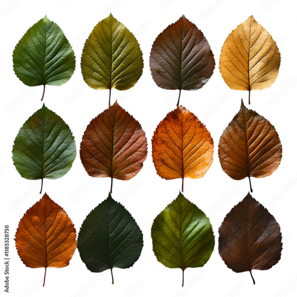 Fototapeta Vibrant Autumn Leaves Isolated Background Showcasing Seasonal Foliage and Natural Beauty