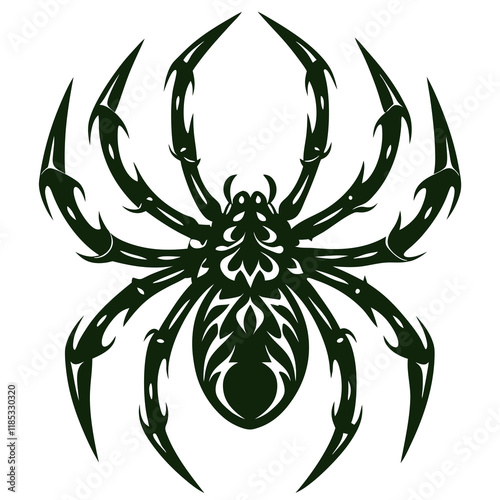 Detailed Vector Illustration of a Spider, Featuring Intricate Leg Design, Sharp Fangs, and Realistic Texture, Perfect for Horror Art, Nature-Inspired Designs, and Spooky Illustrations