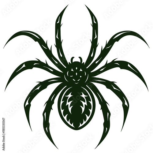 Detailed Vector Illustration of a Spider, Featuring Intricate Leg Design, Sharp Fangs, and Realistic Texture, Perfect for Horror Art, Nature-Inspired Designs, and Spooky Illustrations