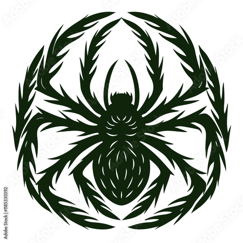 Detailed Vector Illustration of a Spider, Featuring Intricate Leg Design, Sharp Fangs, and Realistic Texture, Perfect for Horror Art, Nature-Inspired Designs, and Spooky Illustrations