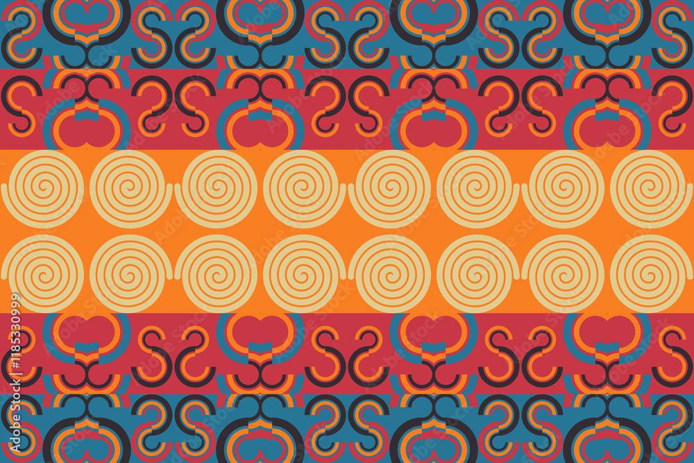 Fototapeta premium Geometric, seamless, traditional ethnic, thai pattern, fabric pattern for textiles, rugs, wallpaper, clothing, sarong, batik, wrapping, embroidery, print, background, cover, illustration,