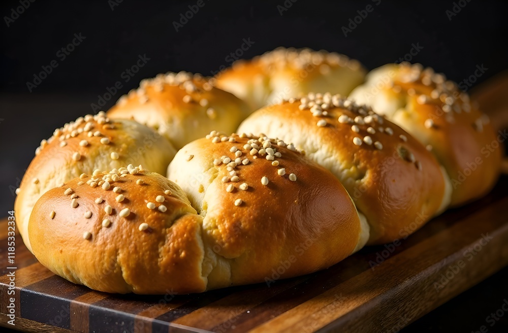 beautiful bread with sprinkles on a wooden board beautiful bread with sprinkles on a wooden board