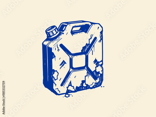 Jerrycan Waste Hand Drawn Illustrtation Sketch Vector Isolated photo