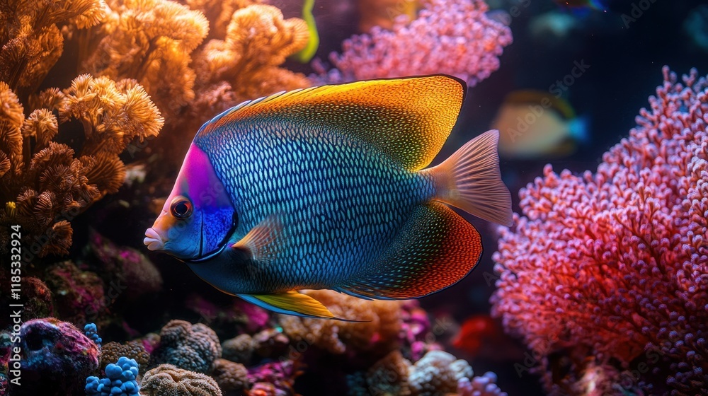 Obraz premium Vibrant Reef Fish Among Colorful Corals: A Stunning Underwater Scene